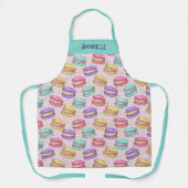 カラフルフランスのMacaronクッキーフェイクグリッター名 エプロン (正面)