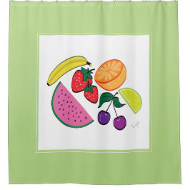 カラフルフルーツ夏、おもしろいカッコいい、 シャワーカーテン