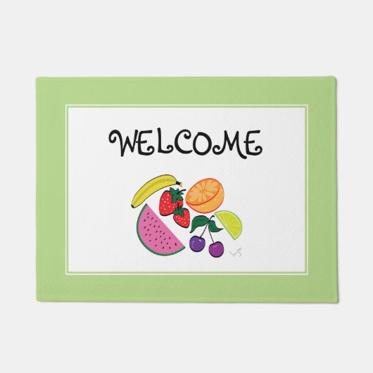 カラフルフルーツ夏、おもしろいカッコいい、 ドアマット (正面)