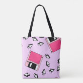 カラフルフロッピーディスクをVAPOに入れたシームレスなパターン トートバッグ (裏面)