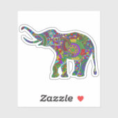 カラフルフローラかわいい象イラストレーション シール (シート)