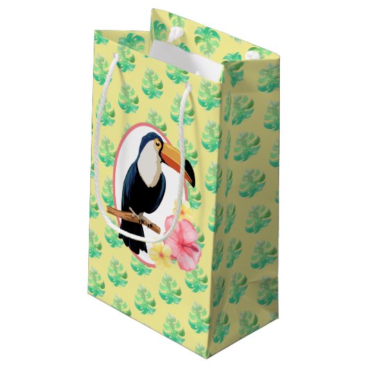 カラフルフローラと熱帯鳥抱き枕 スモールペーパーバッグ (裏面アングル)