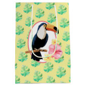 カラフルフローラと熱帯鳥抱き枕 ミディアムペーパーバッグ (裏面)