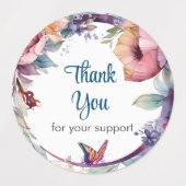 カラフルフローラと蝶ありがとう ラベル (デザイン1)