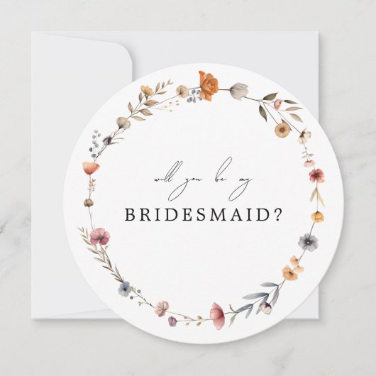 カラフルフローラの結婚花嫁介添人の提案カード 招待状 (正面)