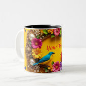 カラフルフローラの鮮やか枠 ツートーンマグカップ (正面左)