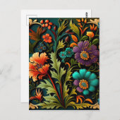 カラフルフローラの3D効果背景 ポストカード (正面/裏面)