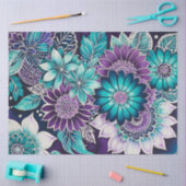 カラフルフローラろうけつ染めアートティッシュペーパー 薄葉紙 (クラフト)