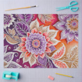 カラフルフローラろうけつ染めアートティッシュペーパー 薄葉紙 (クラフト)