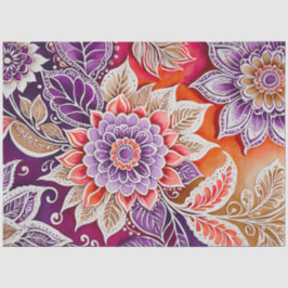 カラフルフローラろうけつ染めアートティッシュペーパー 薄葉紙