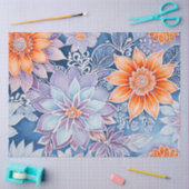 カラフルフローラろうけつ染めアートティッシュペーパー 薄葉紙 (クラフト)