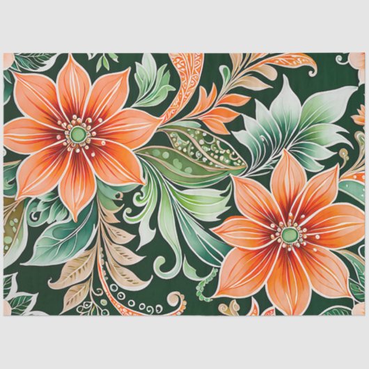 カラフルフローラろうけつ染めアートティッシュペーパー 薄葉紙 (正面)