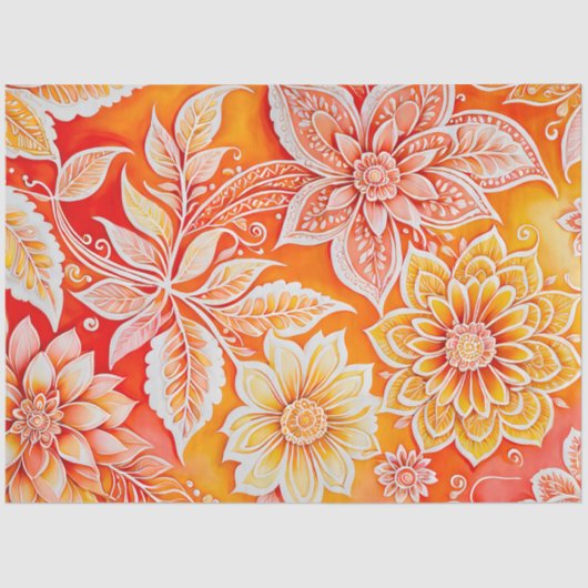 カラフルフローラろうけつ染めアートティッシュペーパー 薄葉紙 (正面)