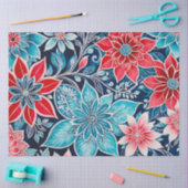 カラフルフローラろうけつ染めアートティッシュペーパー 薄葉紙 (クラフト)