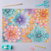 カラフルフローラろうけつ染めアートティッシュペーパー 薄葉紙 (クラフト)