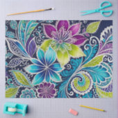 カラフルフローラろうけつ染めアートティッシュペーパー 薄葉紙 (クラフト)