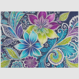 カラフルフローラろうけつ染めアートティッシュペーパー 薄葉紙