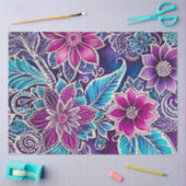 カラフルフローラろうけつ染めアートティッシュペーパー 薄葉紙 (クラフト)