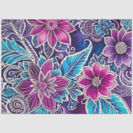 カラフルフローラろうけつ染めアートティッシュペーパー 薄葉紙