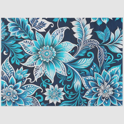 カラフルフローラろうけつ染めアートティッシュペーパー 薄葉紙 (正面)