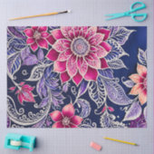 カラフルフローラろうけつ染めアートティッシュペーパー 薄葉紙 (クラフト)