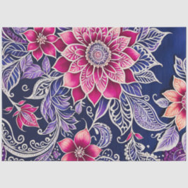 カラフルフローラろうけつ染めアートティッシュペーパー 薄葉紙