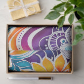 カラフルフローラろうけつ染めアートティッシュペーパー 薄葉紙 (ギフト)