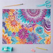 カラフルフローラろうけつ染めアートティッシュペーパー 薄葉紙 (クラフト)