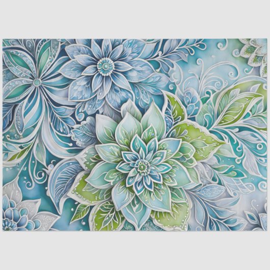 カラフルフローラろうけつ染めアートティッシュペーパー 薄葉紙 (正面)