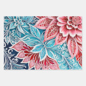 カラフルフローラろうけつ染めアートラッピング紙シート ラッピングペーパーシート (正面3)