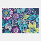 カラフルフローラろうけつ染めアートラッピング紙シート ラッピングペーパーシート (正面2)