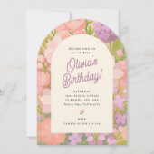 カラフルフローラアーチ誕生日招待状 招待状 (正面)