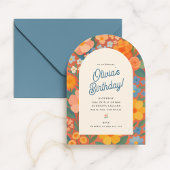 カラフルフローラアーチ誕生日招待状 招待状