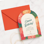 カラフルフローラアーチ誕生日招待状 招待状