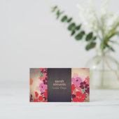 カラフルフローラアートインテリアデザイナーウッド金ゴールド 名刺 (スタンド正面)