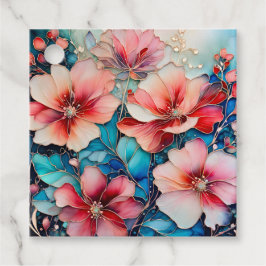 カラフルフローラインクアートギフトラベル フェイバータグ