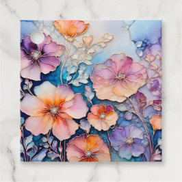 カラフルフローラインクアートギフトラベル フェイバータグ