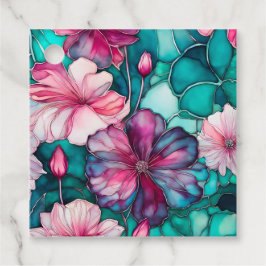 カラフルフローラインクアートギフトラベル フェイバータグ