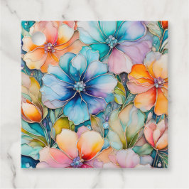 カラフルフローラインクアートギフトラベル フェイバータグ