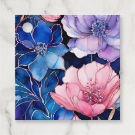 カラフルフローラインクアートギフトラベル フェイバータグ