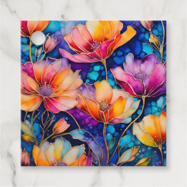 カラフルフローラインクアートギフトラベル フェイバータグ