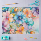 カラフルフローラインクアートティッシュペーパー 薄葉紙 (クラフト)