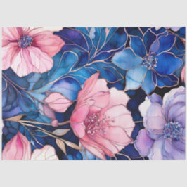 カラフルフローラインクアートティッシュペーパー 薄葉紙