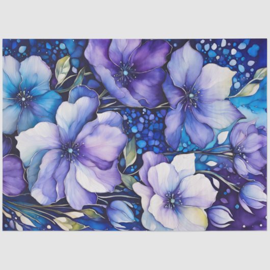 カラフルフローラインクアートティッシュペーパー 薄葉紙 (正面)