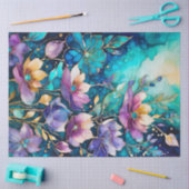 カラフルフローラインクアートティッシュペーパー 薄葉紙 (クラフト)