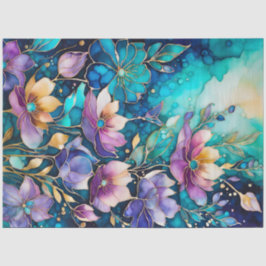 カラフルフローラインクアートティッシュペーパー 薄葉紙