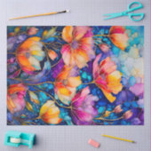 カラフルフローラインクアートティッシュペーパー 薄葉紙 (クラフト)