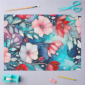 カラフルフローラインクアートティッシュペーパー 薄葉紙 (クラフト)