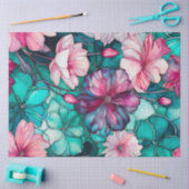 カラフルフローラインクアートティッシュペーパー 薄葉紙 (クラフト)