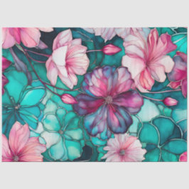 カラフルフローラインクアートティッシュペーパー 薄葉紙